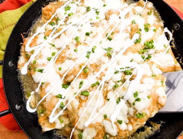 Cheesy Beef Enchiladas in Salsa Verde