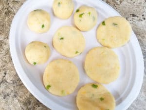Potato patties formed for the tortitas de papa.