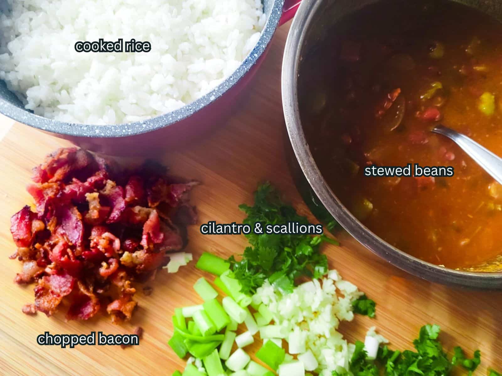 Image of ingredients need to make arroz mamposteao.