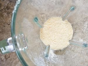 Prepared cracker meal in a blender.