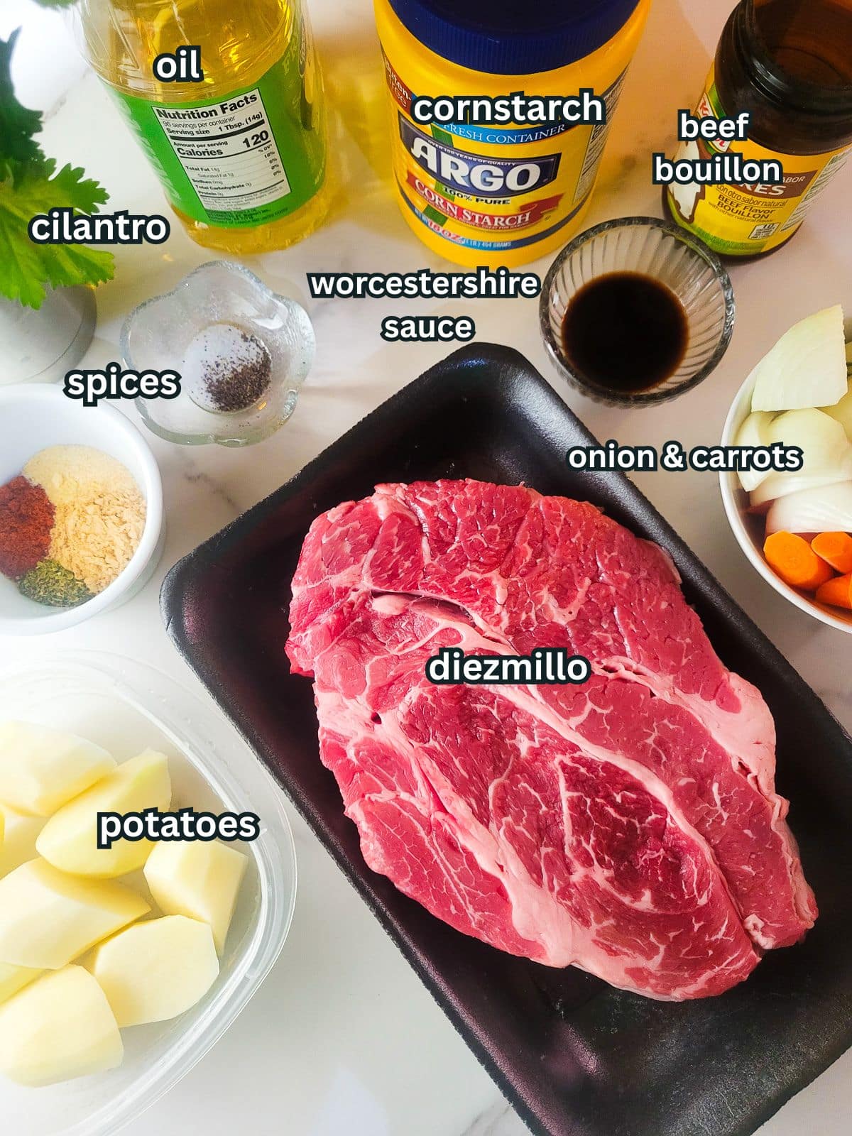 Full list of ingredients to make diezmillo.
