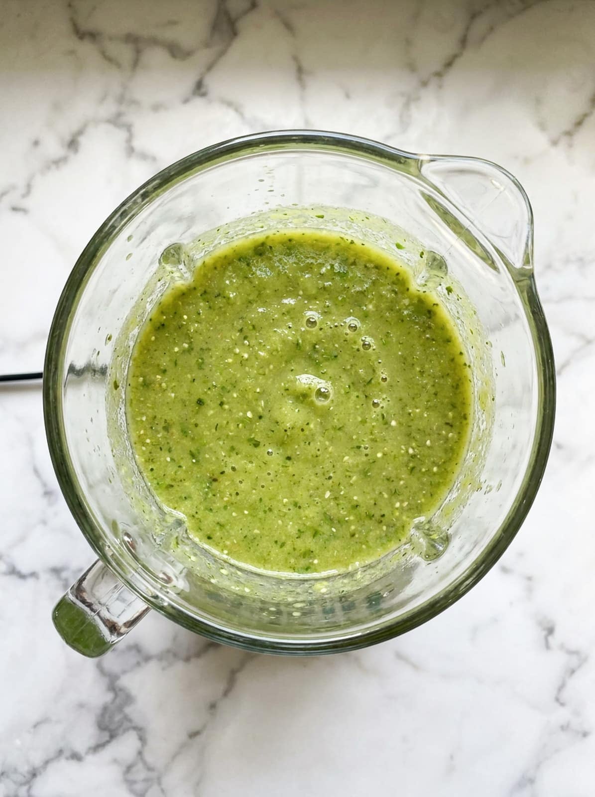 Prepared salsa verde in a blender.