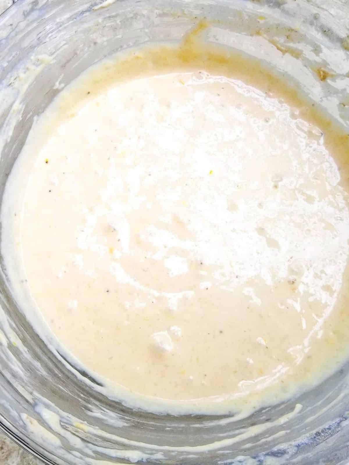 Puff puff batter in a mixing bowl.
