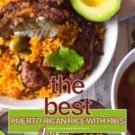 Puerto Rican Arroz con Costillas Pinterest image.