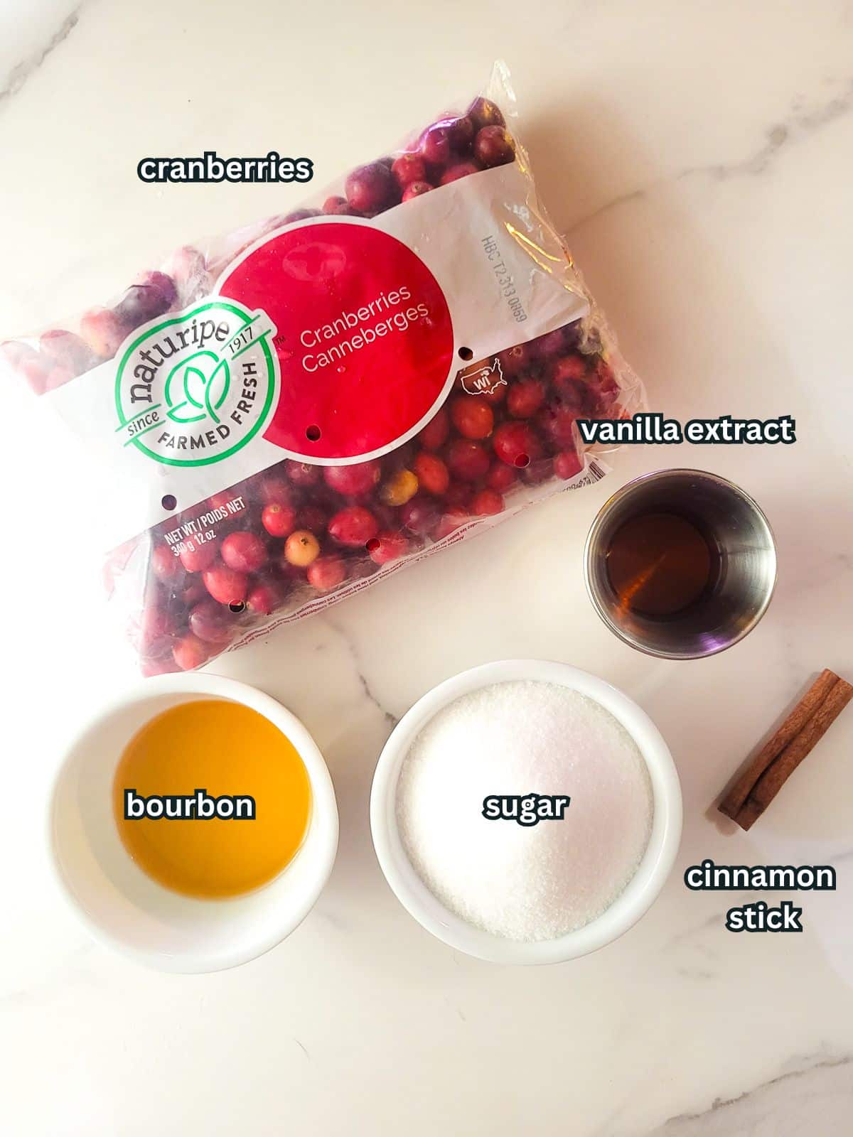 Image of ingredients needed to make salsa de arandanos.