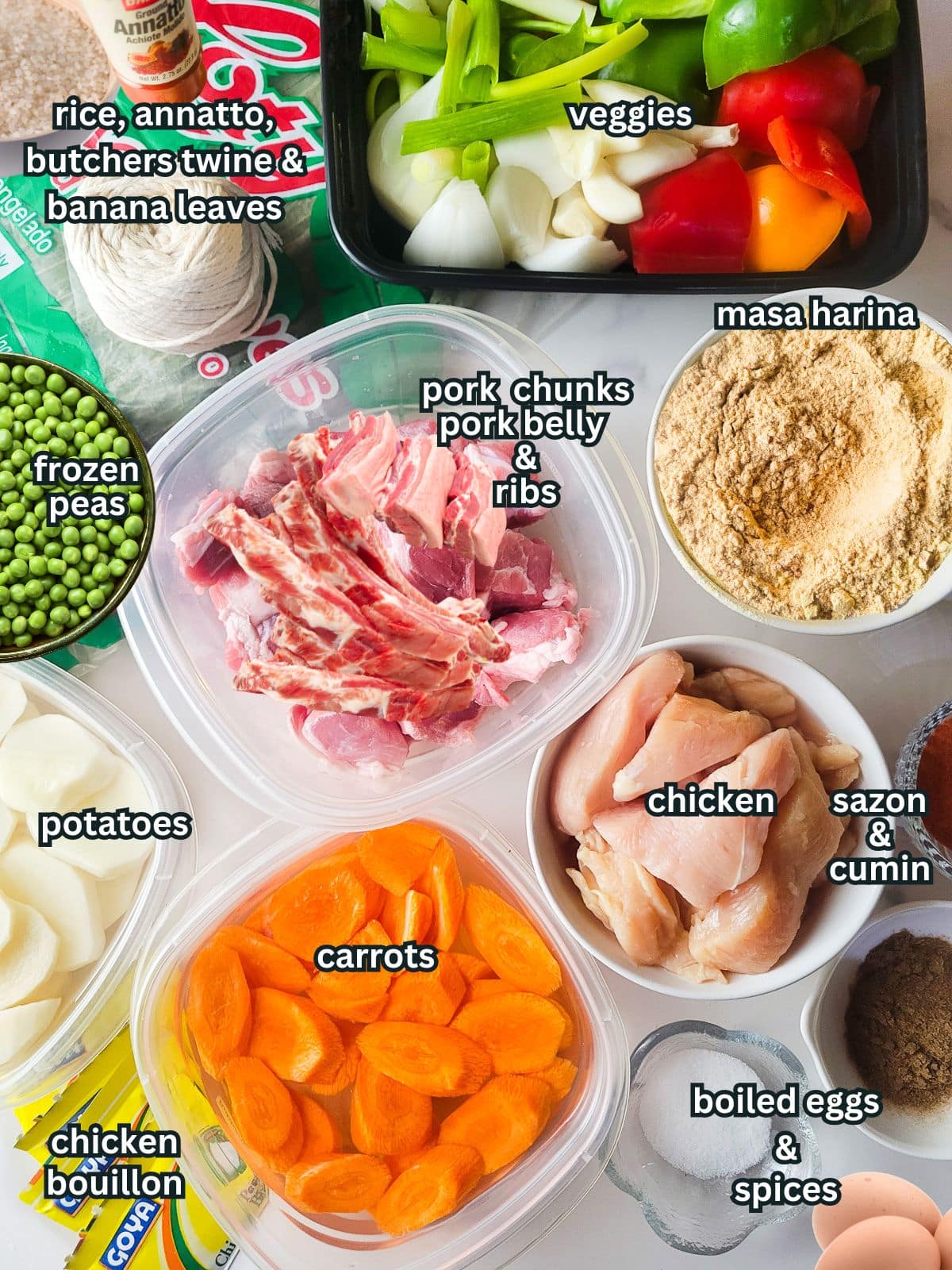 Image of ingredients needed to make tamales tolimenses.
